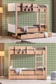 Lits superposés avec lits pour enfants, Lit superposé modulable pour enfants Asya, Noyer - Blanc