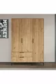 Armoire Aden à 3 portes avec tiroirs et paniers complets, penderie, armoire avec étagères