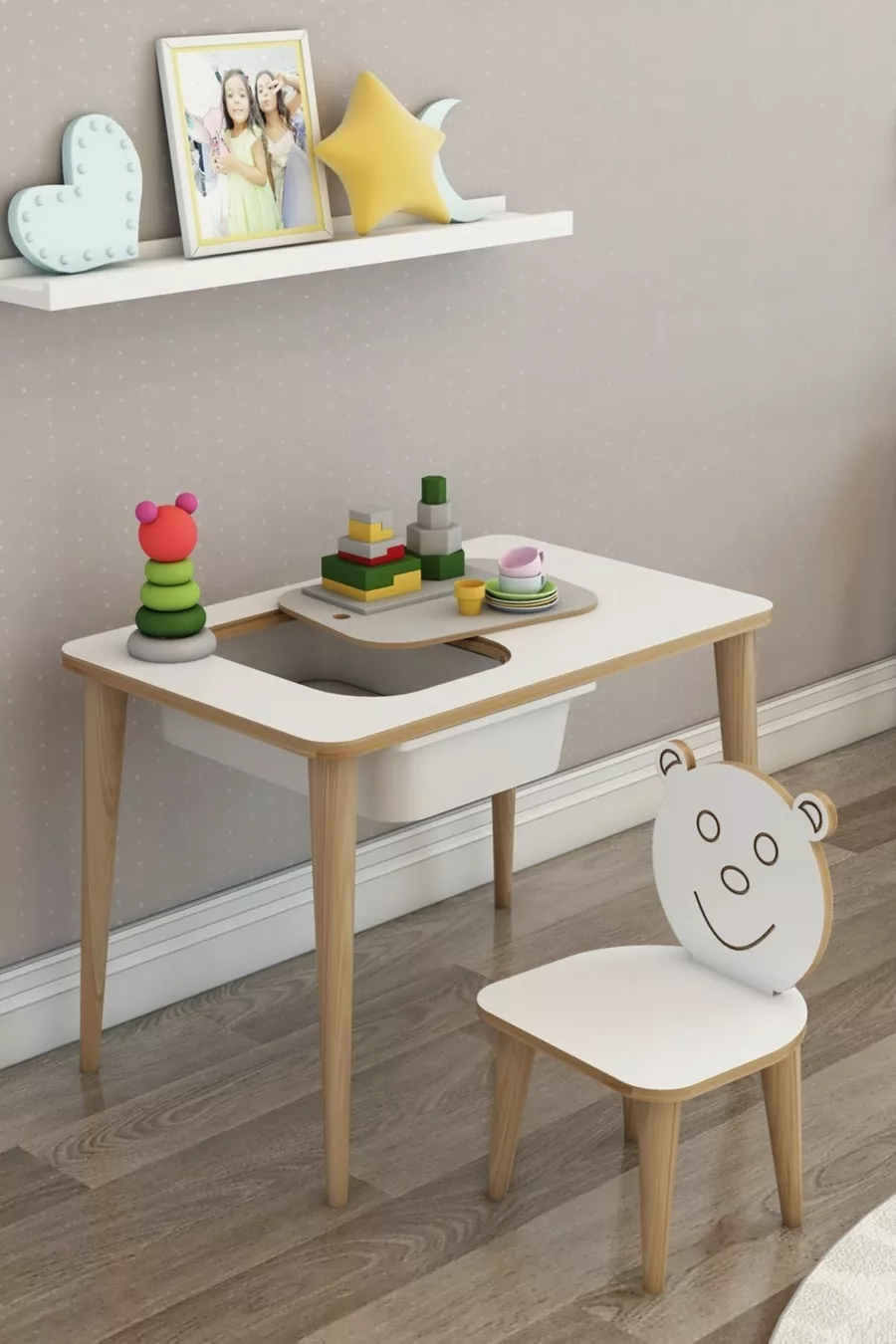 Bureau pour enfant pour le jeu et les activités, table d'été et d'hiver, table simple avec chaise