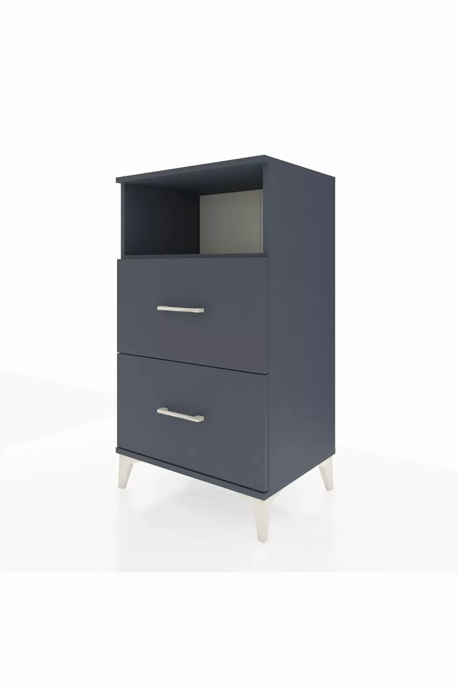 Chevet Hyperion à une étagère et deux tiroirs Anthracite-Anthracite