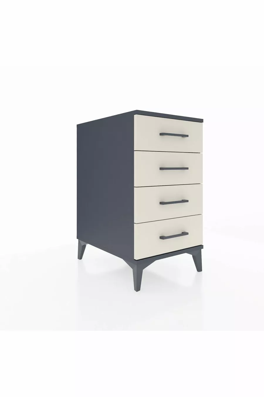 Table de chevet Kronos à 4 tiroirs Anthracite-Pierre de lune