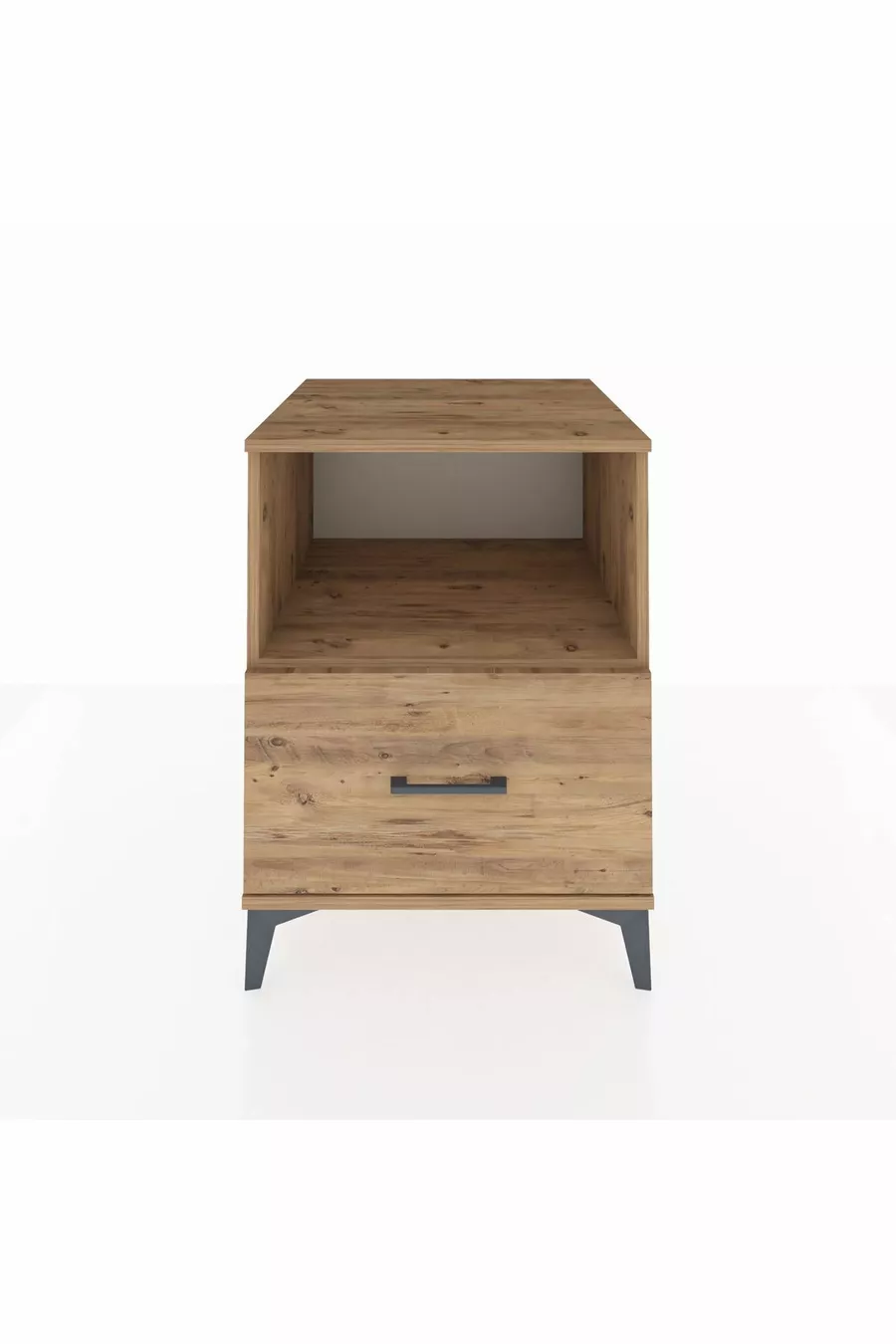 Table de chevet Kronos avec une étagère et un tiroir, pin-pine