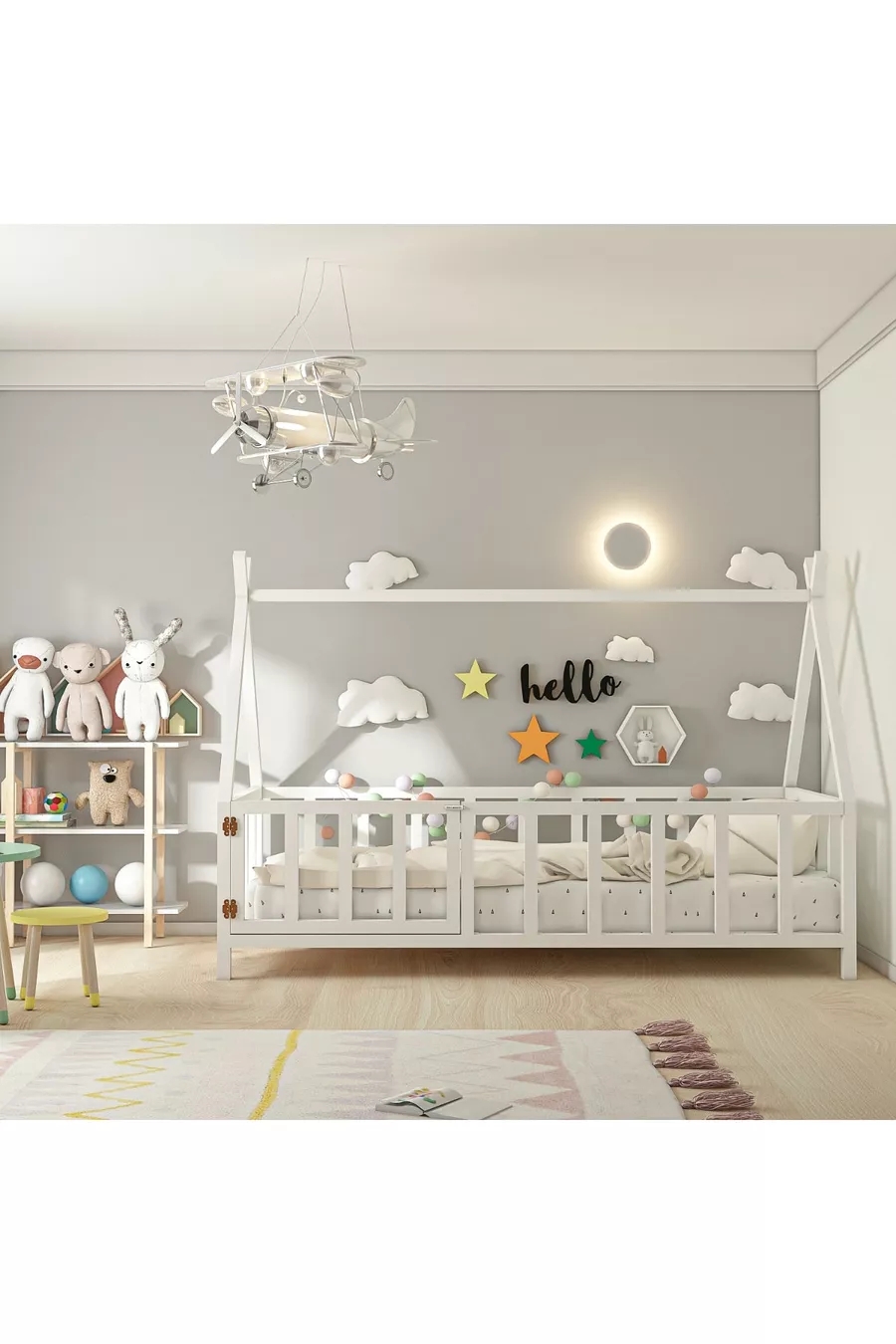 Lit Joy Montessori avec porte blanche *