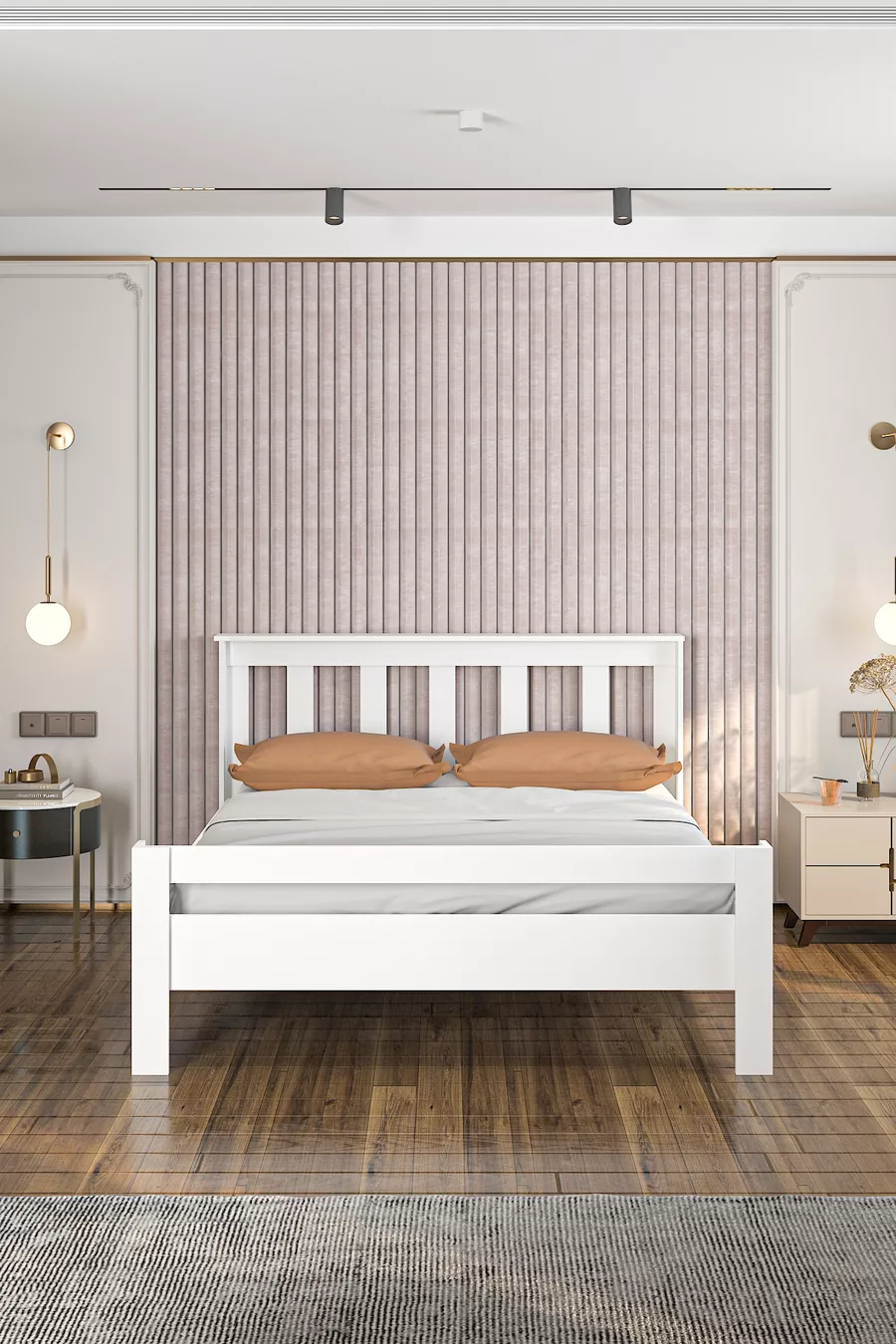 Nouveau Lit en MDF Style, Compatible avec Lit Simple et Double, Montage Facile
