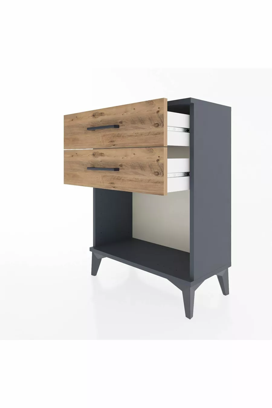 Chevet Arges 2 tiroirs Anthracite-Pin