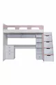 Lit superposé, bureau et bibliothèque Troya - Rose