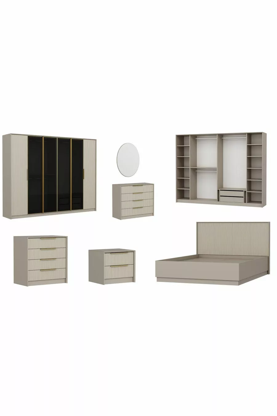 Ensemble de chambre à coucher Kale Luxe - grès - Set 2