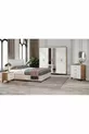 Ensemble de chambre à coucher en MDF complet Paris à 6 portes, pin Atlantique blanc (avec sommier)
