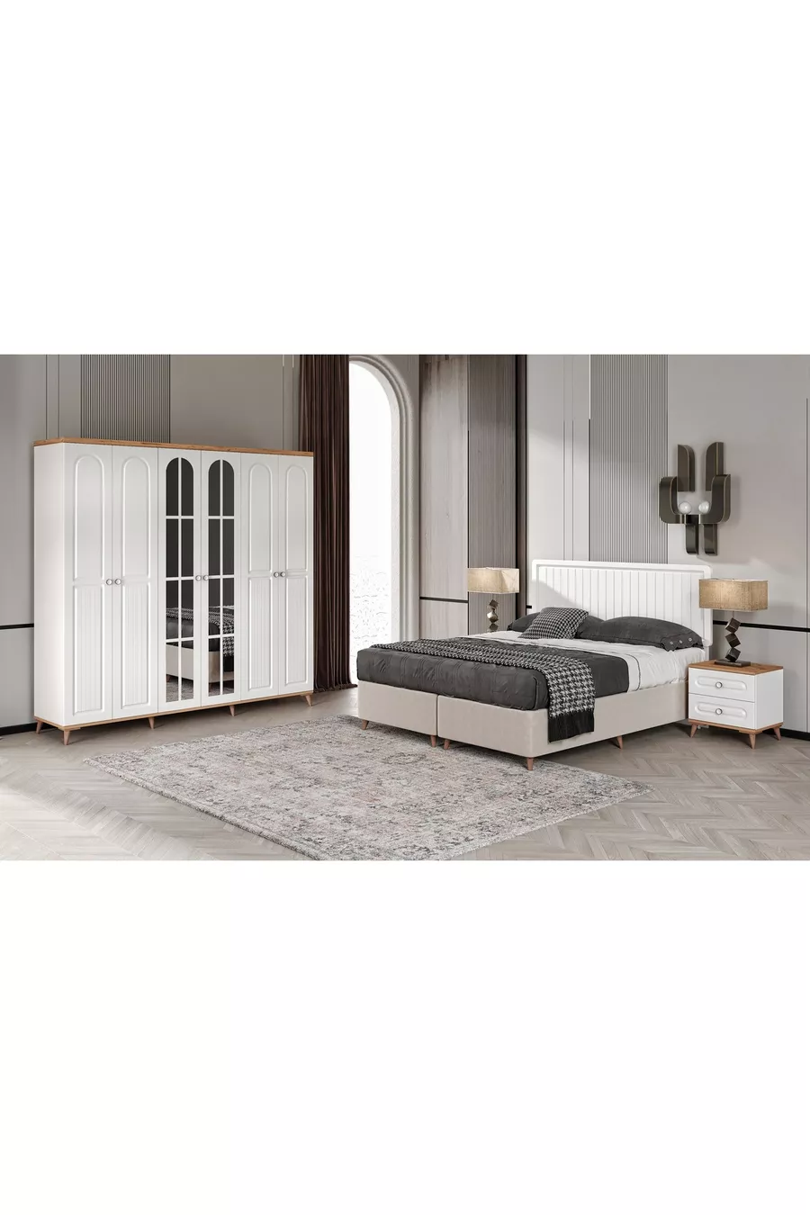 Ensemble de chambre à coucher Bohem MDF avec montage gratuit