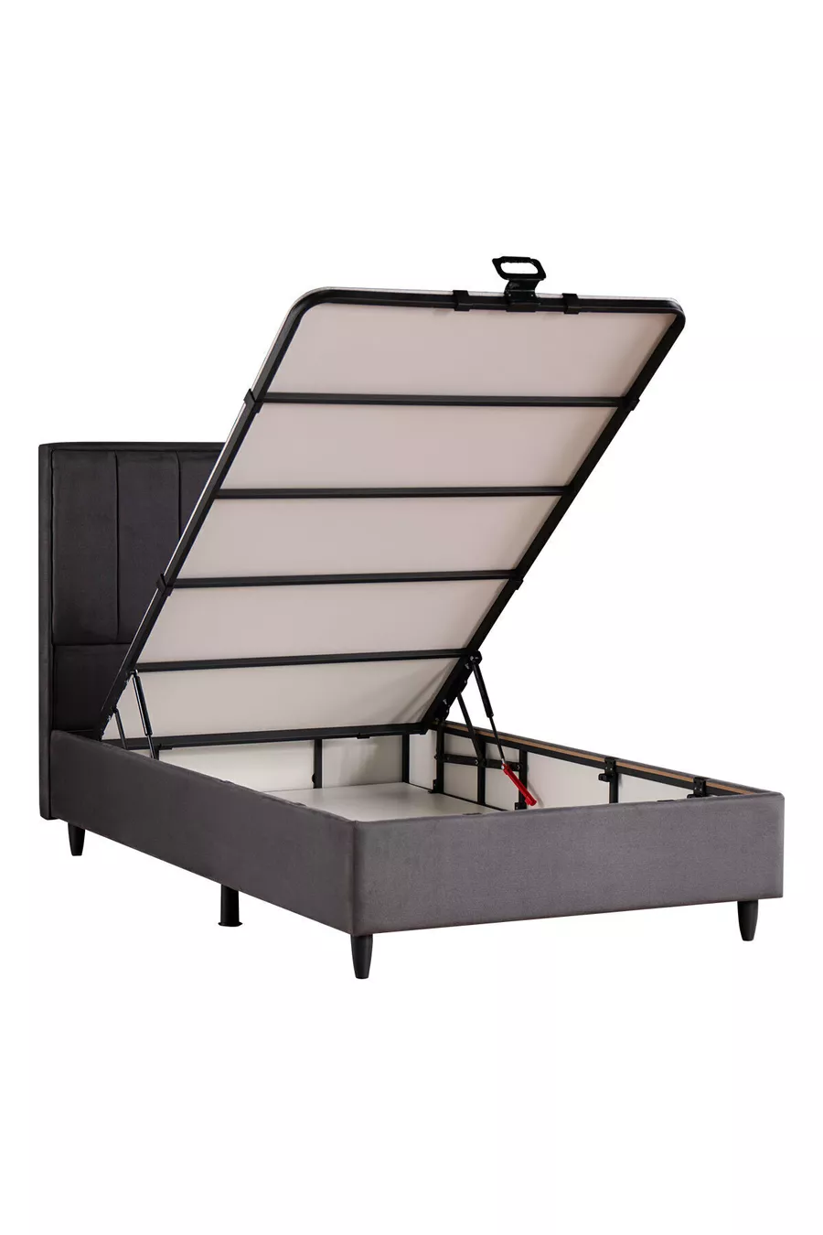 Ensemble de Lit avec Sommier Coffre et Tête de Lit Royal Plus, Matelas à Ressorts avec Protection, Anthracite
