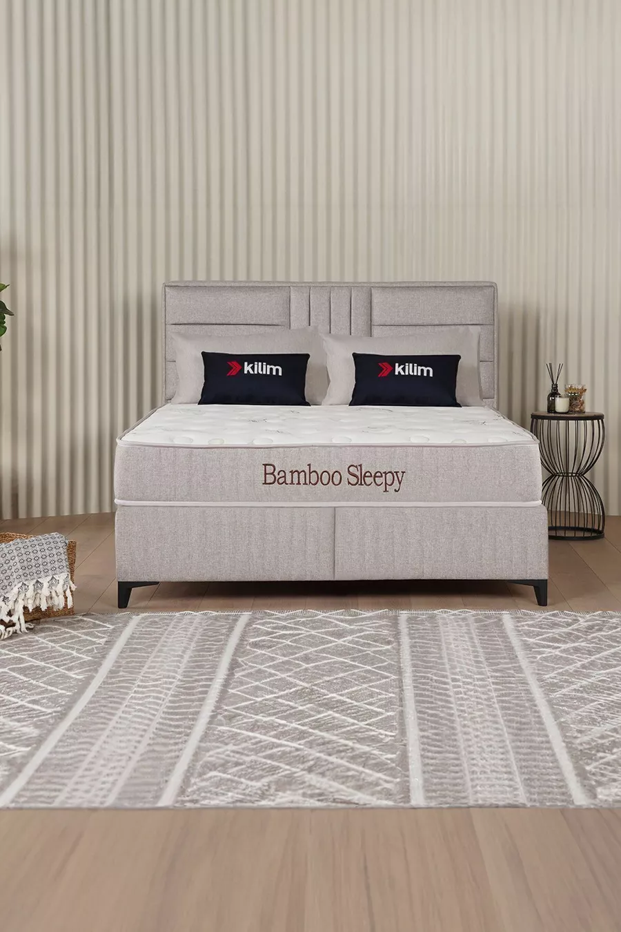 Ensemble de lit avec sommier, tête de lit et rangement Bamboo Sleepy