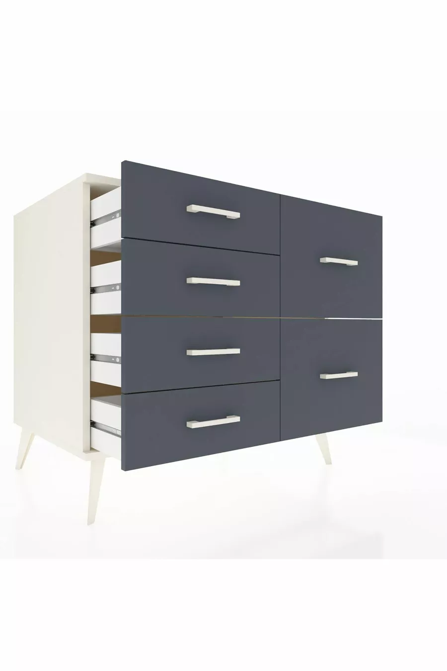 Commode Kronos 6 tiroirs Pierre de lune/Pierre de lune/Anthracite