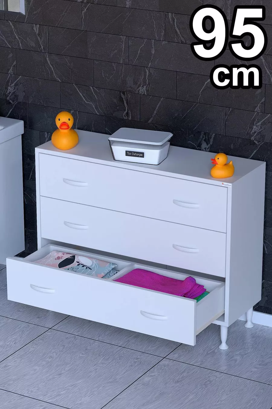 SÖKE, Armoire de salle de bain multifonctions à 3 tiroirs sur pied (différentes options de largeur)