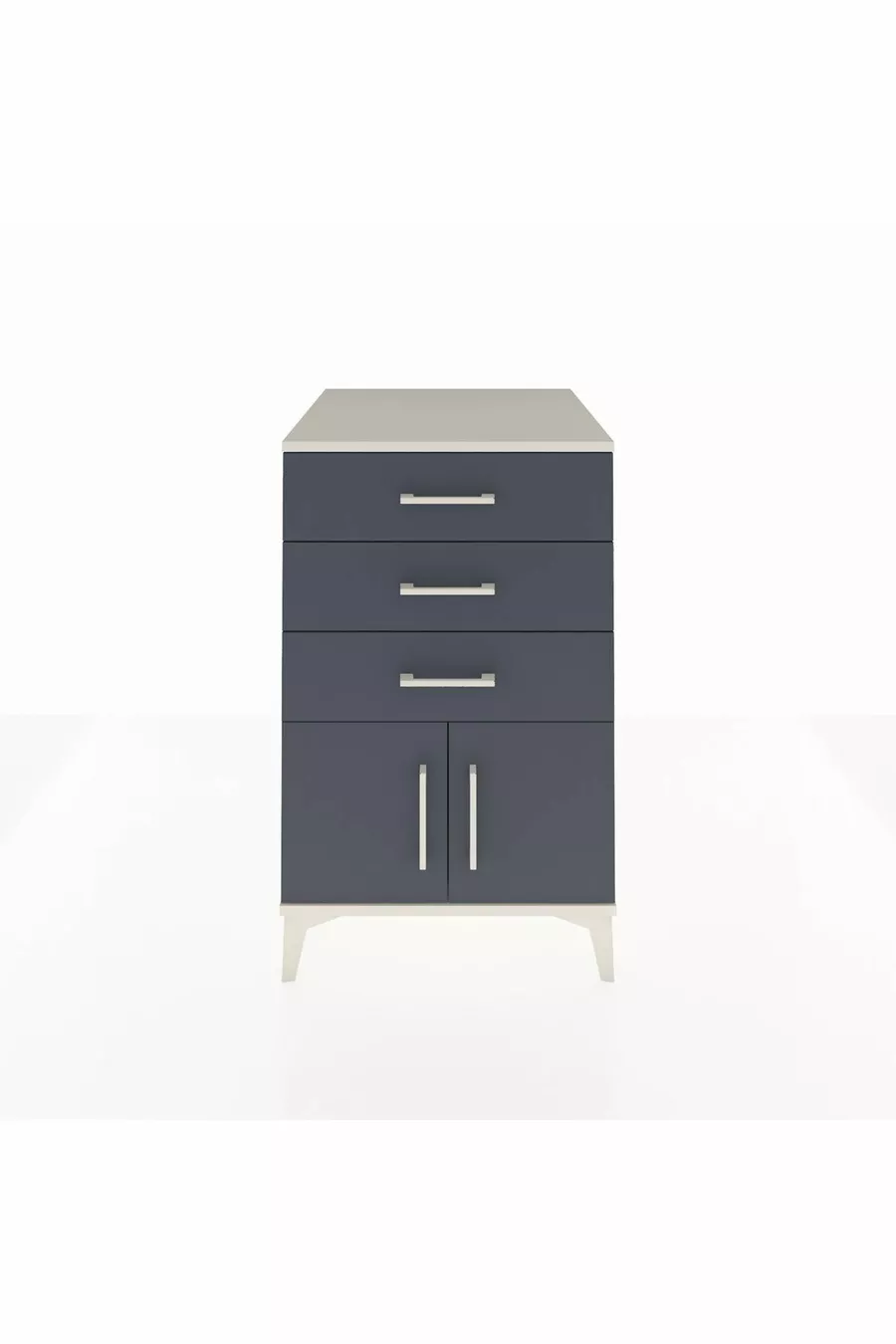 Chevet Kronos avec 3 tiroirs et 2 portes Pierre de lune-Anthracite