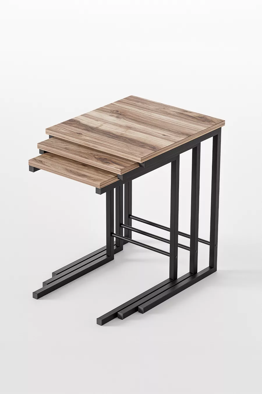 Table basse triple ensemble de tables gigognes décoratives table d'appoint latérale table en C avec pieds en métal (3 TABLES GIGOGNES EN C)