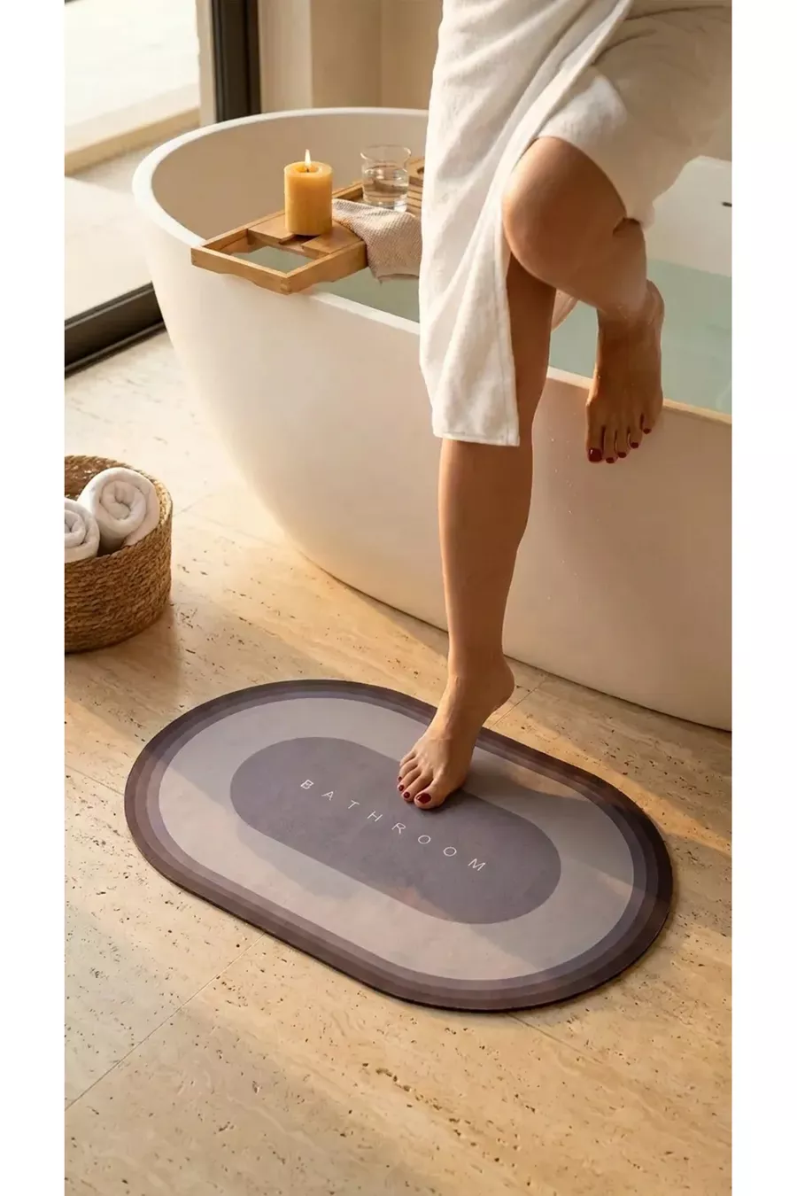 Tapis de bain antidérapant, absorbant l'eau, facile à nettoyer ( X  CM)