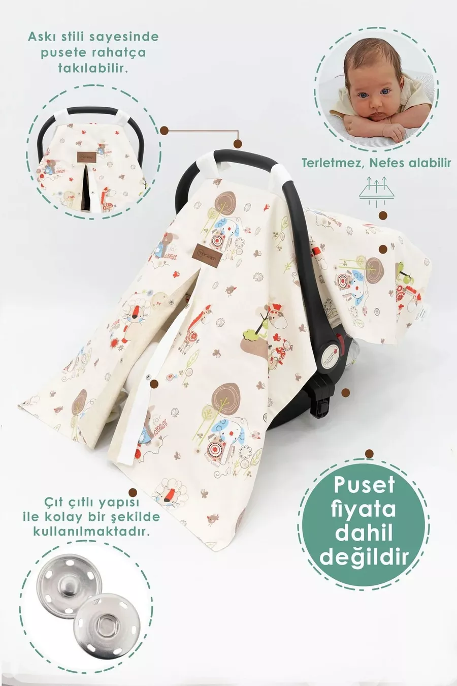 Coussin / Couverture Poussette Orthopédique pour Bébé, Ensemble de Poussette Avantageux en 2 Pièces, Style à Suspendre, Série Animaux
