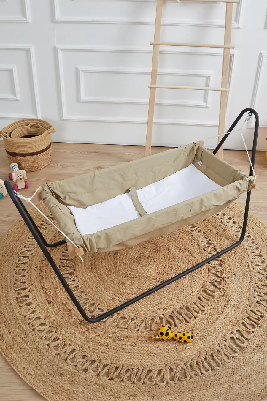 Berceau Hamac en Bois pour Poupée - Berceau Hamac Portable (marron)