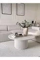 Nare, Table Basse Ronde en Bois Blanc Moderne Nouvelle Génération