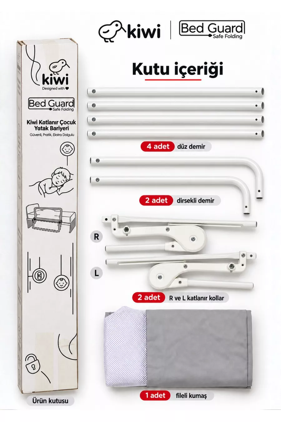 Barrière de sécurité pour bébé – Barrière de lit pliable pour enfant, anti-chute – CM Gris
