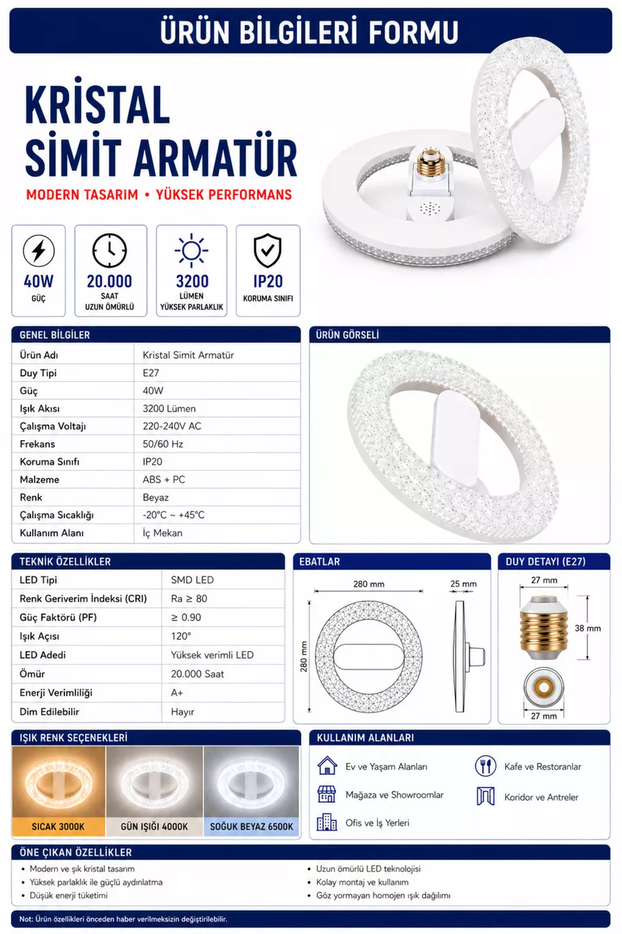 Modèle de W Simit KRISTAL Économique Ampoule LED Torche  Lumière Blanche - Disponible en  pièces