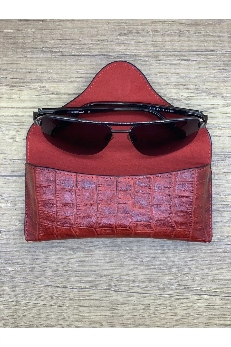 Étui à lunettes en cuir de crocodile pour hommes et femmes