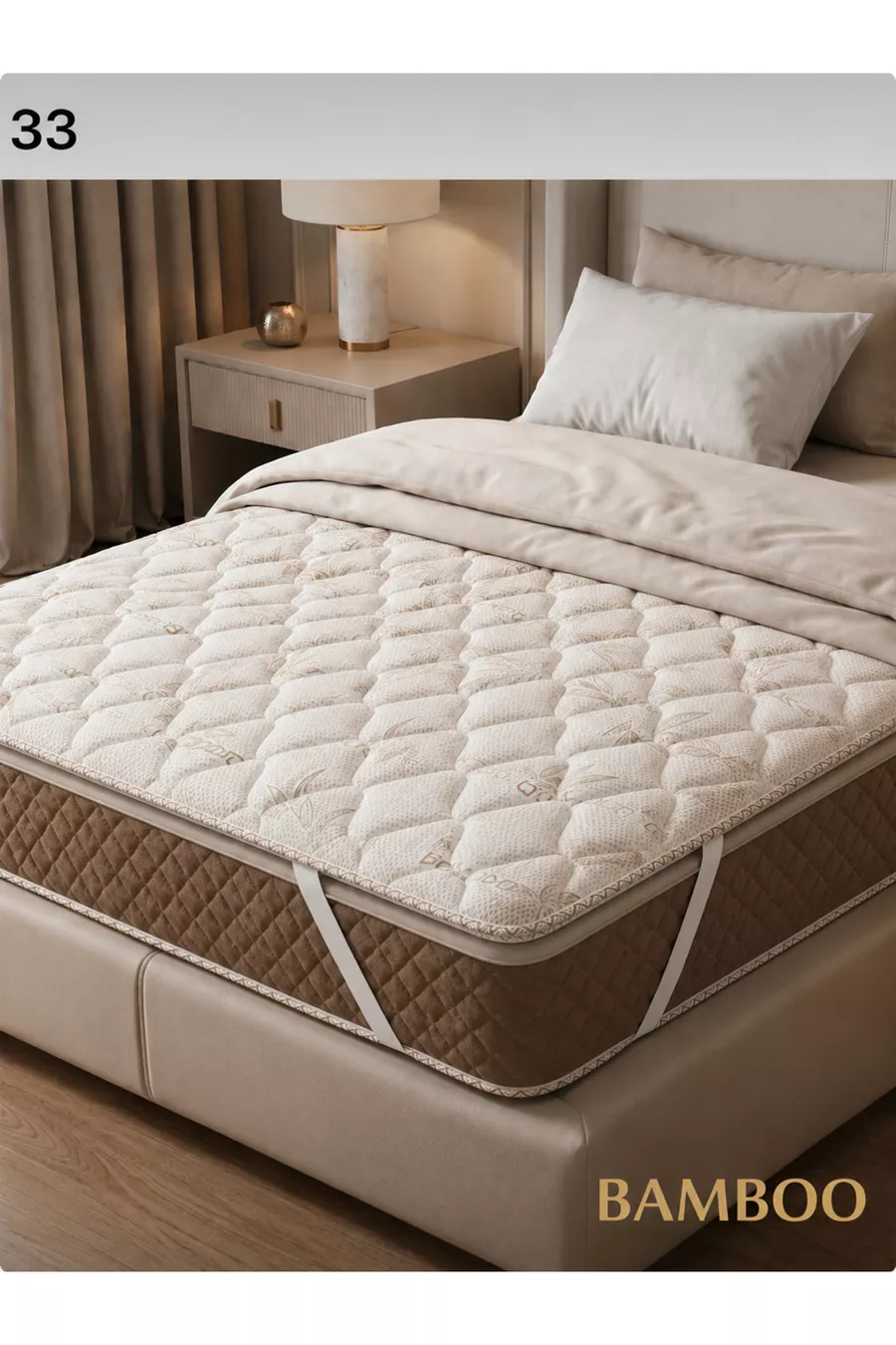 Matelas en bambou entièrement orthopédique, surmatelas de lit (PRODUIT AVEC OPTION DE TAILLE)