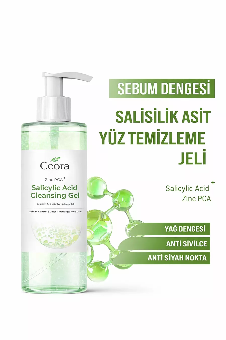 Acide Salicylique, Gel Nettoyant Visage Anti-Acné | Contre les Pores et les Points Noirs | Gel Nettoyant pour Peaux Grasses  ml