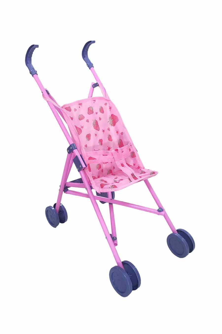 Poussette pour jouet Pliable Voiture pour bébé Rose Canne Poussette en plastique Motif Fraise