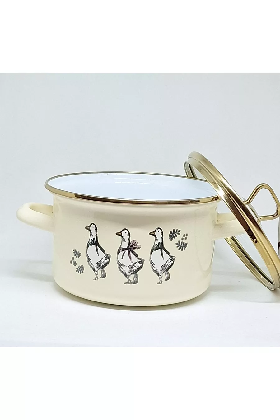 MAISON ÉMAILLÉE  CM 2,5 LITRES CASSEROLE EN ÉMAIL CANARD