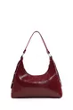 Sac à main et à épaule pour femme en cuir synthétique bordeaux à texture froissée, modèle , à un compartiment, forme baguette