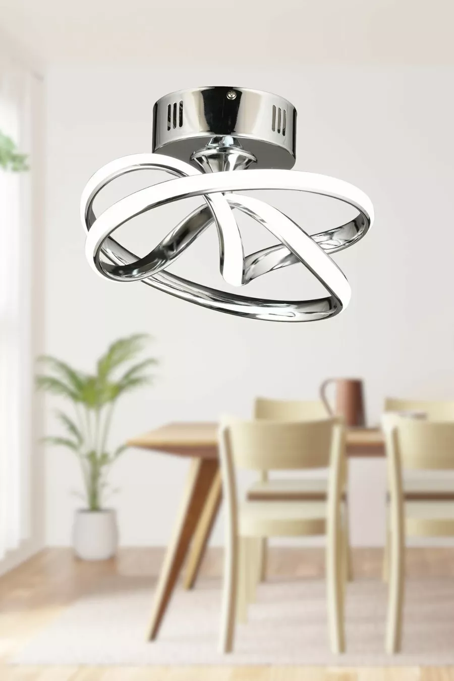 Suspension LED plafonnier moderne en métal chromé modèle Vino Riserva pour salon, cuisine, séjour, chambre à coucher