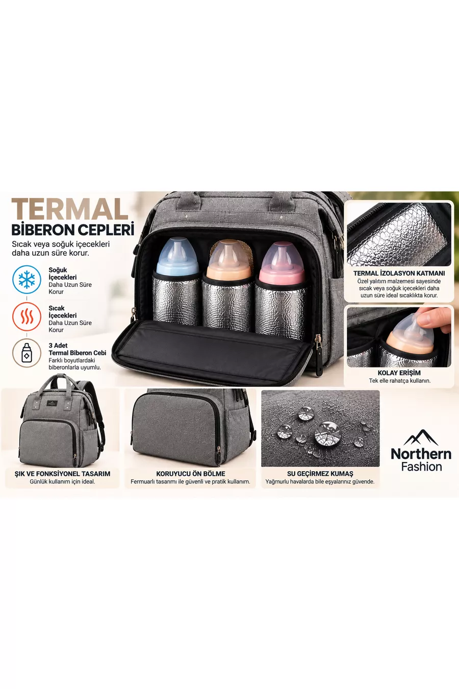 Sac de soins pour mère et bébé avec lit, imperméable, poche thermique pour biberon, sac à dos avec attache pour poussette