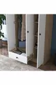 Armoire Rani  Wardrobe 3 portes 1 tiroir 6 étagères 1 panier suspendu Noyer - Blanc