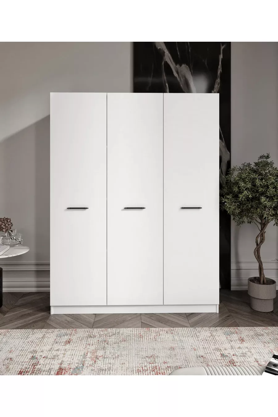 Buffet-armoire à 3 portes avec base et 9 compartiments en MDF % Armoire entièrement en MDF