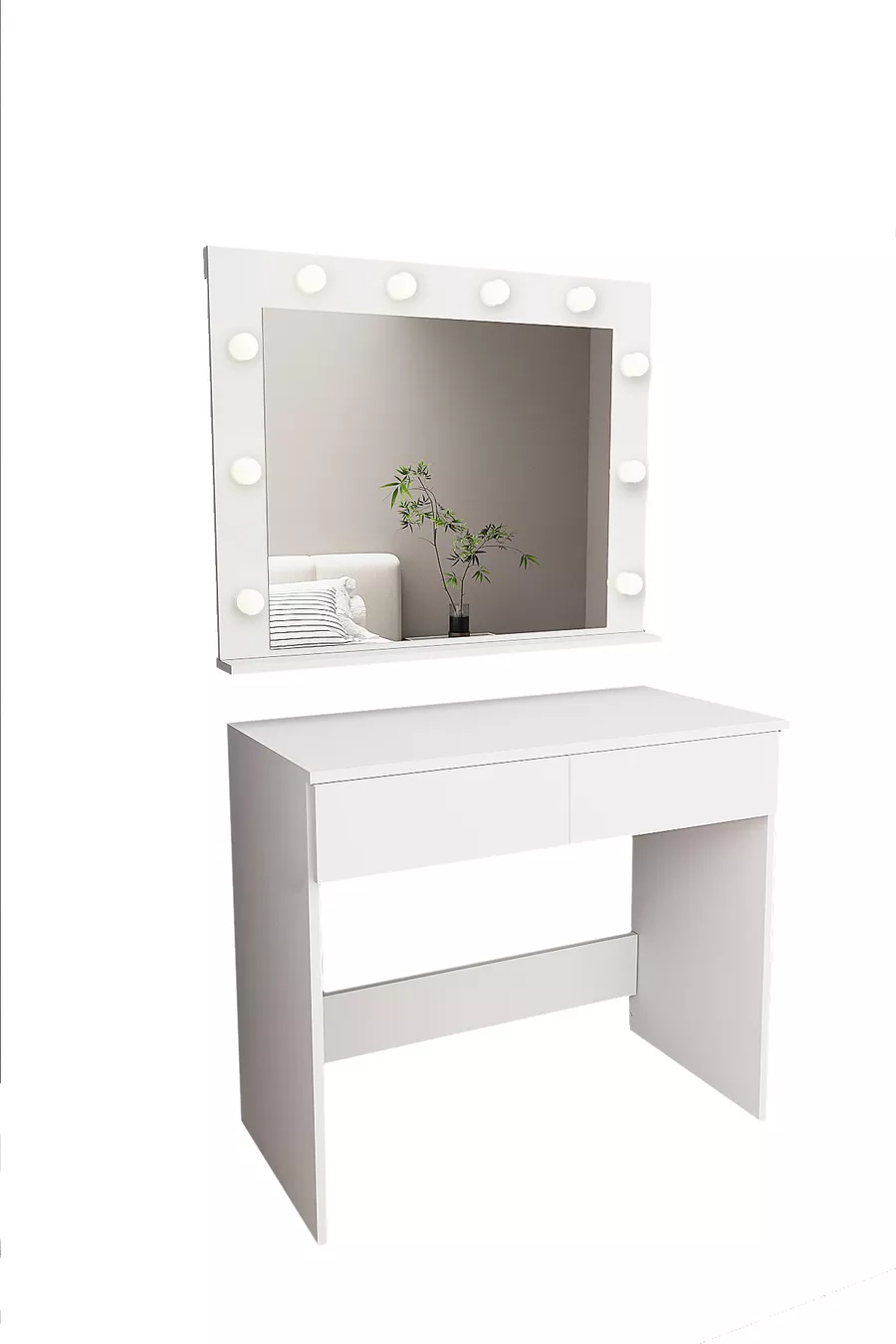 Table de maquillage Hollywood avec miroir et éclairage LED, table de cosmétiques avec organiseur à tiroirs compartimentés