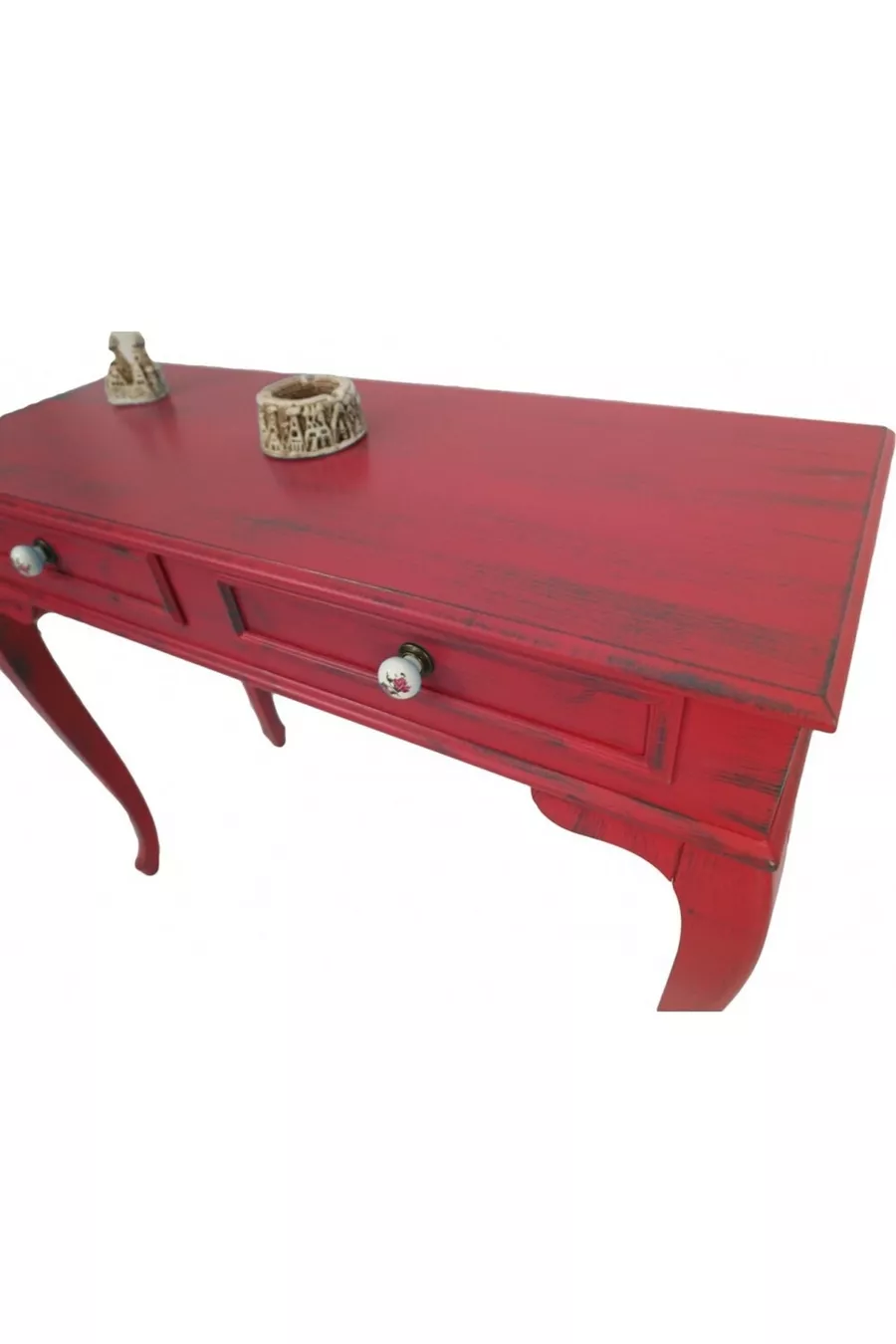 Coiffeuse Rouge Vieillie avec Tiroirs Lükens cm