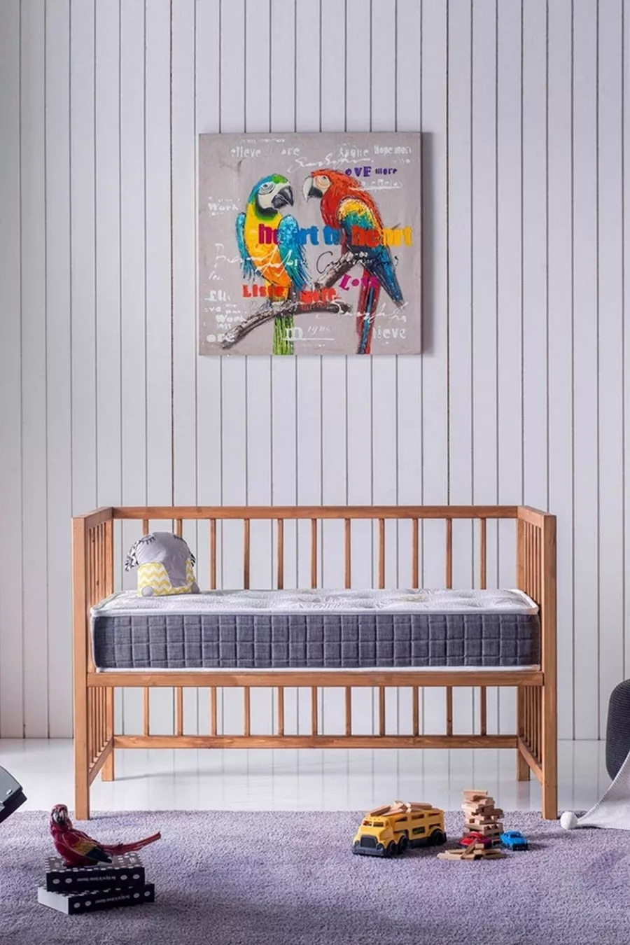 Matelas Natural Park, Lit Bébé, Lit Berceau, avec Mousse Orthopédique et Tissu Tricoté - Cm