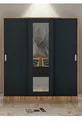 Armoire en anthracite gris GM  Sline 3 portes coulissantes avec tringles et étagères en pin Atlantique