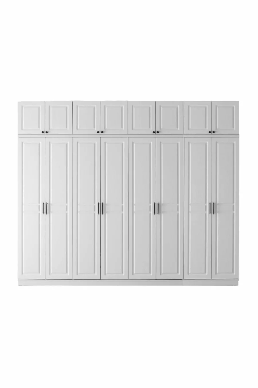 Armoire Blanche en MDF Complète avec 8 Portes et Étagères, Montage Gratuit