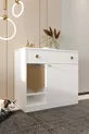 Litière pour chat en bois MONA avec tiroir - couvercle verrouillable - tissu d'entrée inclus - bac à litière non inclus - BLANC