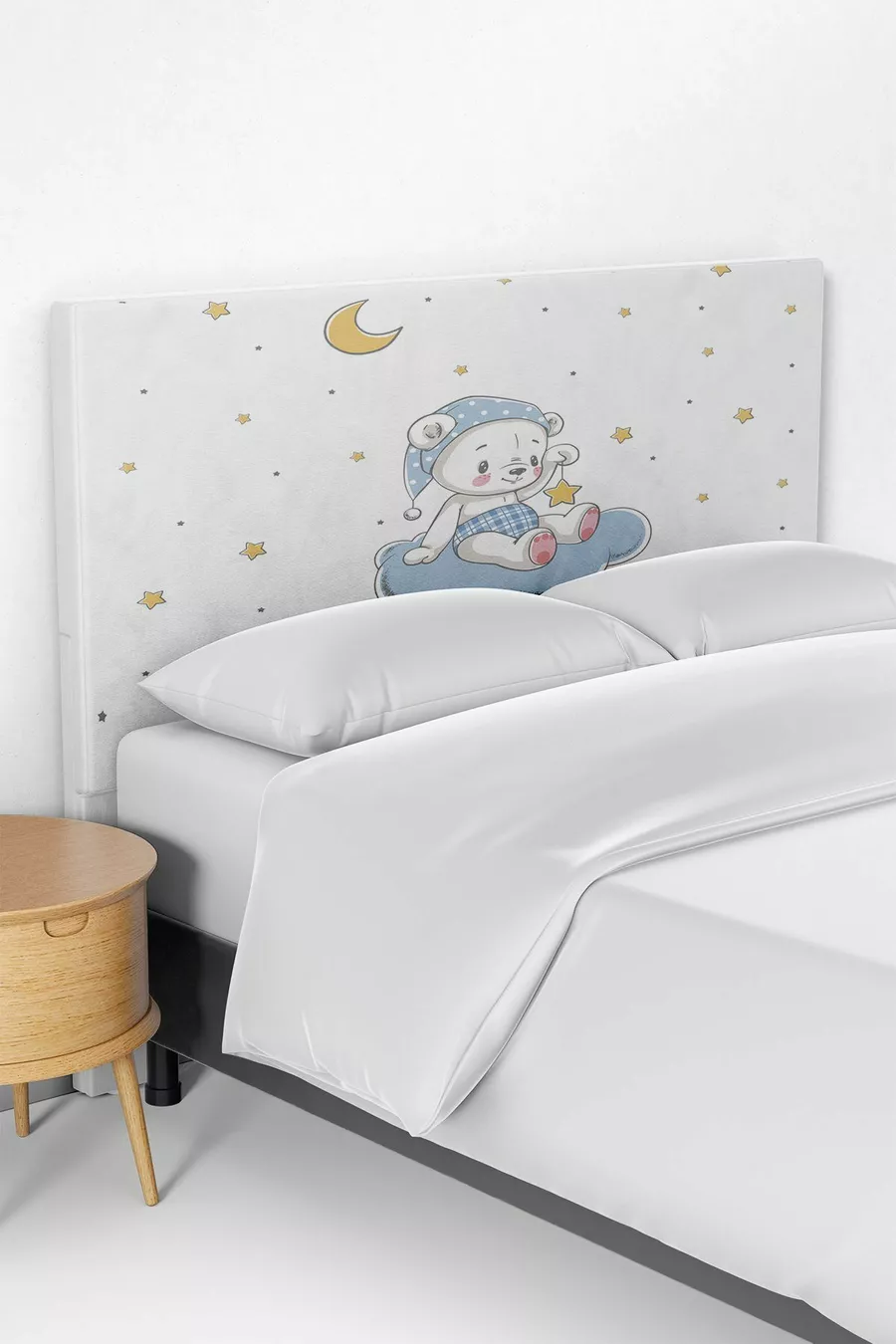 Housse de tête de lit pour chambre d'enfant avec motifs nuage et petit ours