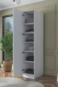 Armoire Rani  à une porte avec 5 étagères pour vêtements, blanche