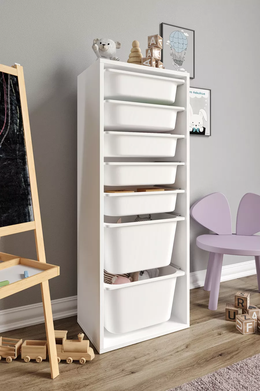 % MDF - Armoire à Jouets XL Mono 7 Paniers