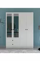Armoire 4 portes 2 tiroirs GM  Novado avec poignées boutons et miroir
