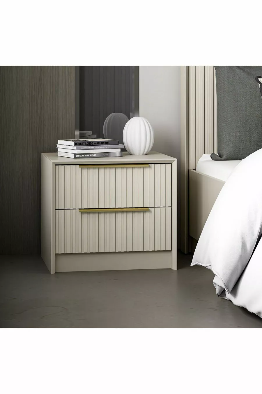 Kale Luxe Soft 2 tiroirs table de chevet avec membrane en travertin