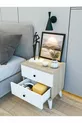 Table de chevet Cordoba en bois avec tiroirs blanc brillant et marron pour chambre à coucher