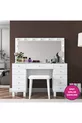 Rani Coiffeuse de Coulisses avec Miroir Illuminé Hollywood, Ensemble avec Tiroirs, Organisateur de Bijoux et Pouf, Blanc