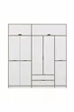 Armoire Elina à 5 portes avec penderie - Doré/Blanc