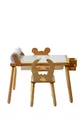 Wood & Joy Table d'activité sensorielle en bois pour enfants avec 2 chaises (avec rouleau de papier offert)